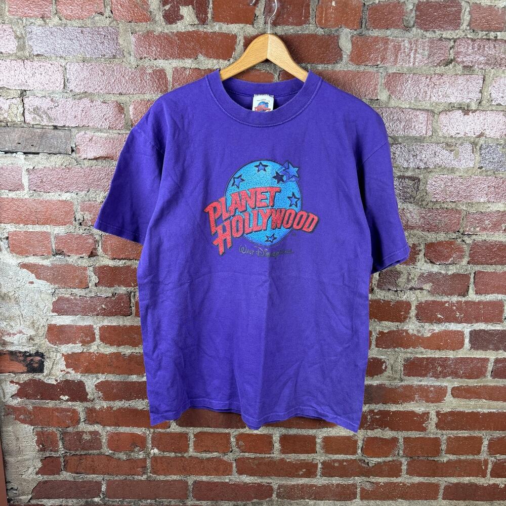 Vintage Planet Hollywood Shirt Mens Large Purple Walt Disney World USA 90s Tee